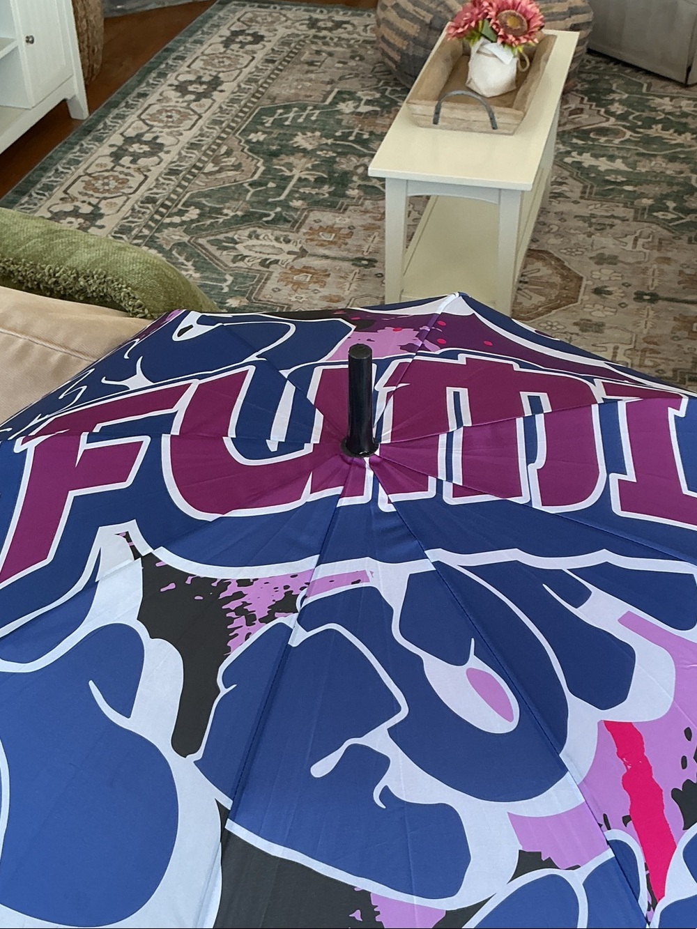 Patterned Folded Umbrella in Blue, Purple & White by fumi - Picture 5 of 5